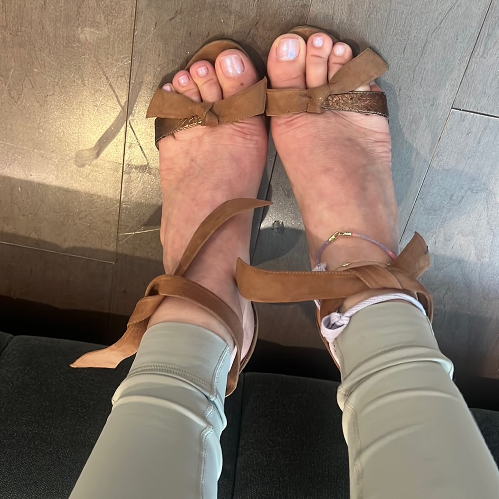 Alexandre Birman Clarita Bow Suede Kitten Heel Sandal Brown Suede